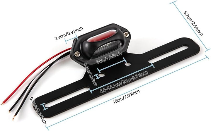 Motorrad Rücklicht LED mit Halterung Motorradrücklicht Bremslicht Kennzeichenbeleuchtung E-geprüft R
