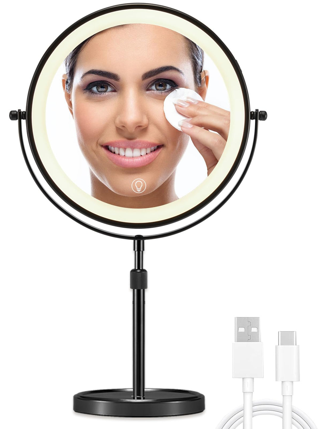OMIRO 1X/10X Vergrösserungs Make-up Spiegel, 21 cm Doppelseitiger Schwenkbarer Kosmetikspiegel mit H