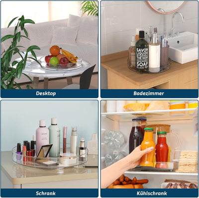 JESIFFY 2 Stück Lazy Susan drehteller Organizer Kühlschrank 27cm+23,5cm, drehplatte kühlschrank Rond