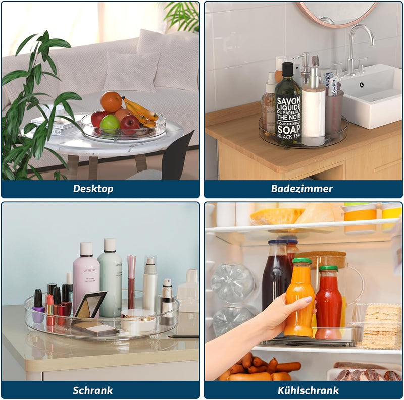 JESIFFY 2 Stück Lazy Susan drehteller Organizer Kühlschrank 27cm+23,5cm, drehplatte kühlschrank Rond