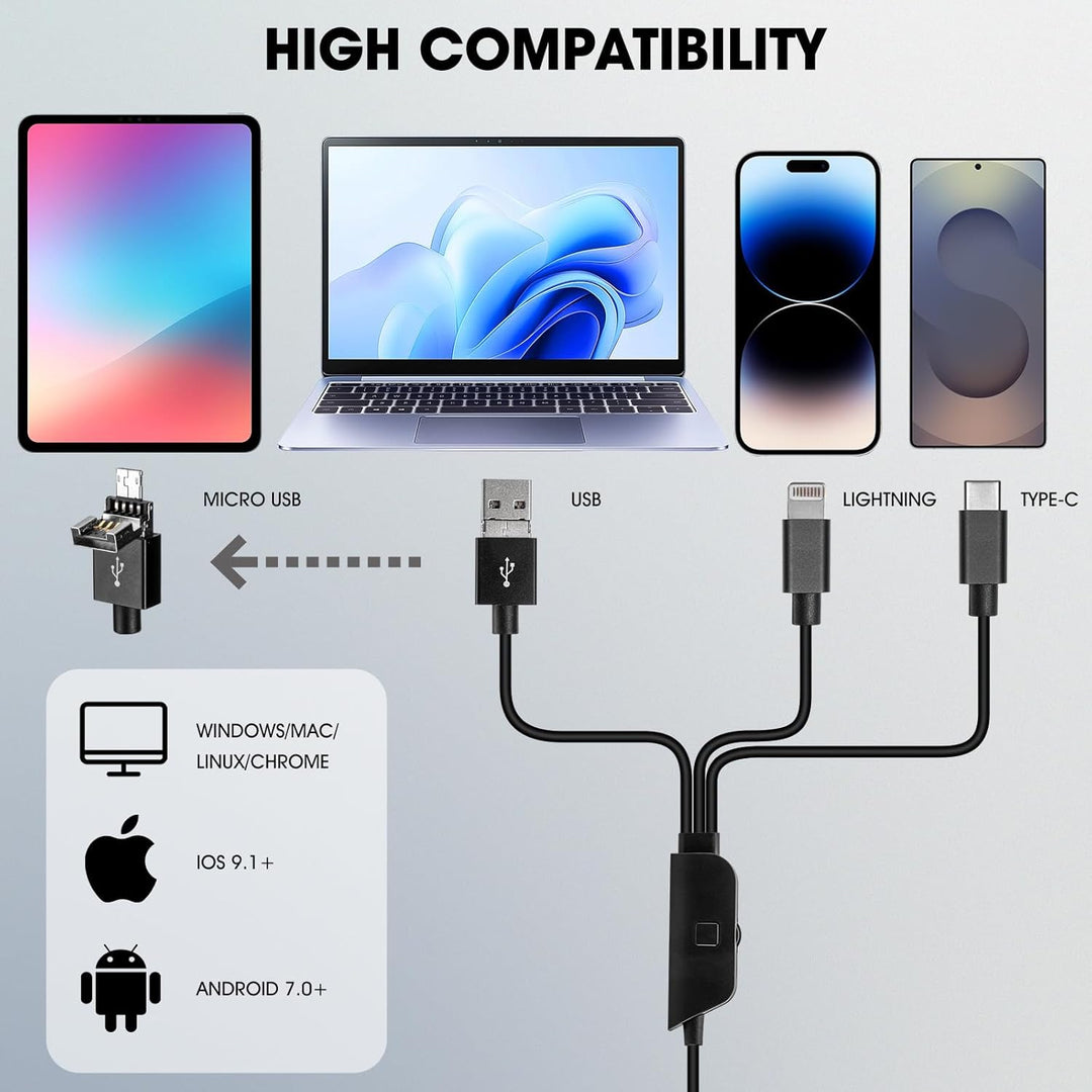 1080P USB-Mikroskop mit Metallständer, 50X-1000X Handheld Digital Mikroskop Kamera Kompatibel mit iP