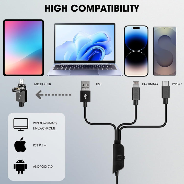 1080P USB-Mikroskop mit Metallständer, 50X-1000X Handheld Digital Mikroskop Kamera Kompatibel mit iP