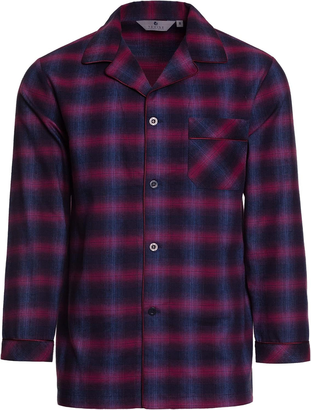 Revise RE-911 Schlafanzug für Herren - Lang - Flannel 100% Baumwolle - Pyjama - M Dunkelblau / Rot 1