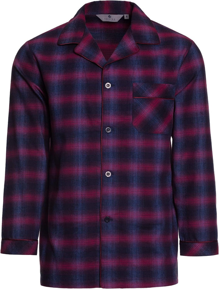 Revise RE-911 Schlafanzug für Herren - Lang - Flannel 100% Baumwolle - Pyjama - M Dunkelblau / Rot 1