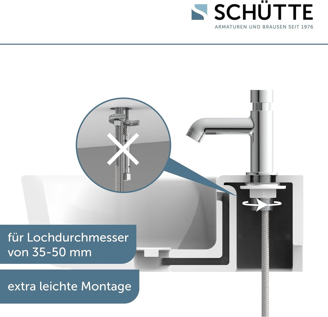 SCHÜTTE Kaltwasserhahn Lima, Armatur, Wasserhahn Bad nur für Kaltwasser, Standventil mit schickem Dr