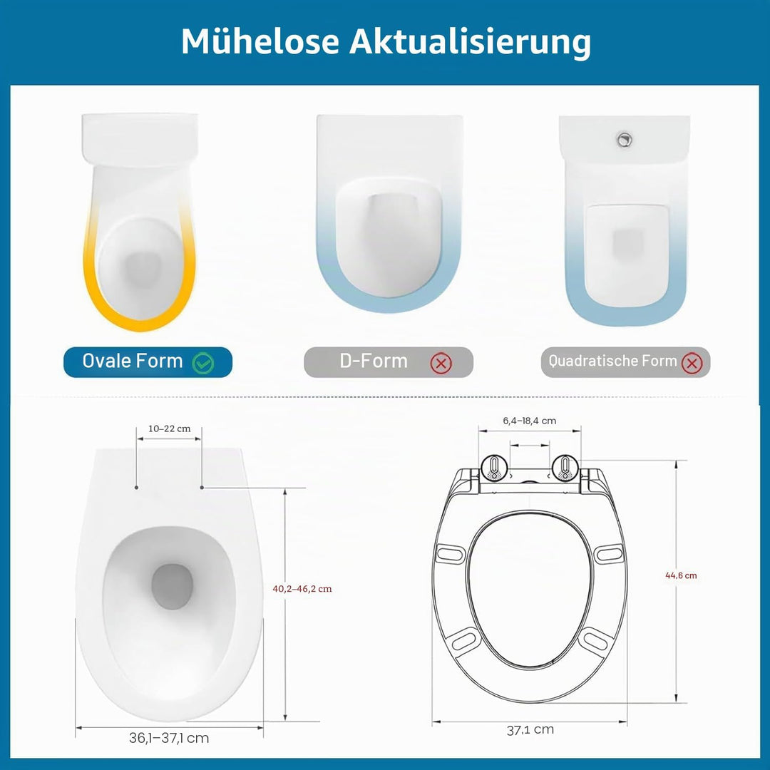 WC Sitz mit Absenkautomatik Oval Weiss, Toilettendeckel mit Rauten, Klobrille mit Schnellverschluss,