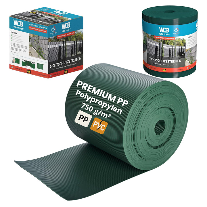 WDB Premium Hart PP Sichtschutzstreifen für Doppelstabmatten - Polypropylen Sichtschutz für Gartenza