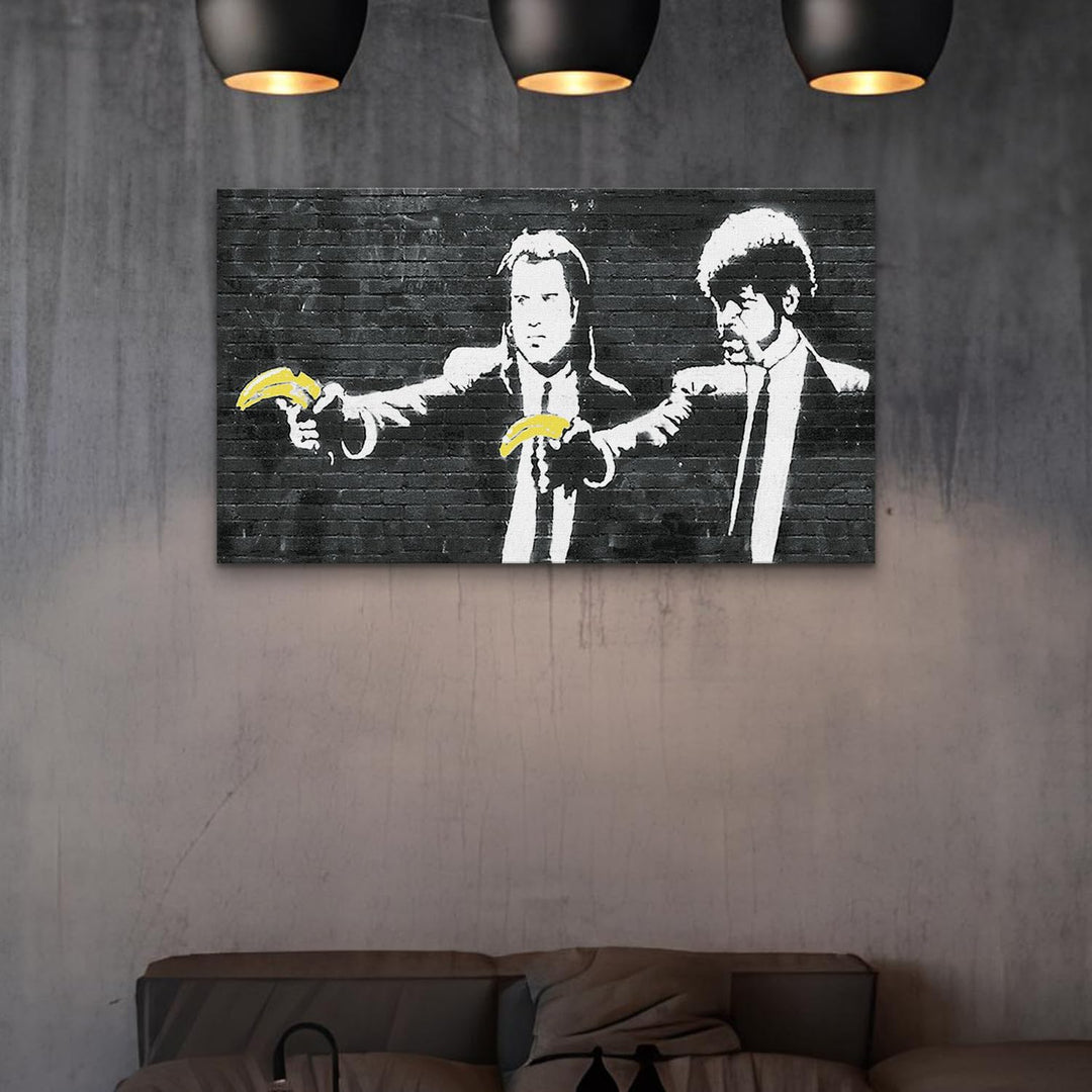 Giallobus - Gemälde - Banksy - - Standardleinwand - 140x80-19 - Jhon Travolta mit Banane - Bereit zu