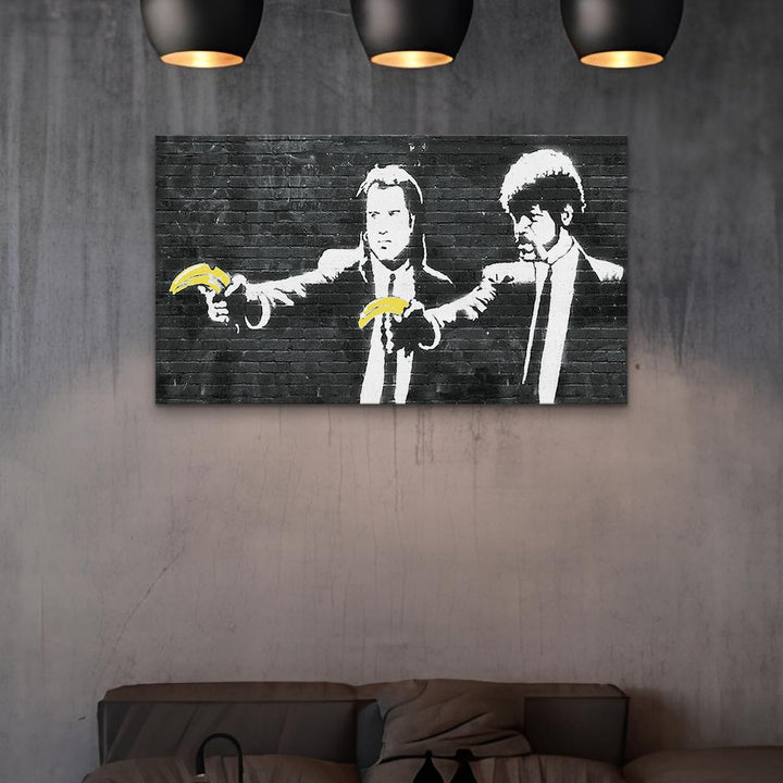 Giallobus - Gemälde - Banksy - - Standardleinwand - 140x80-19 - Jhon Travolta mit Banane - Bereit zu