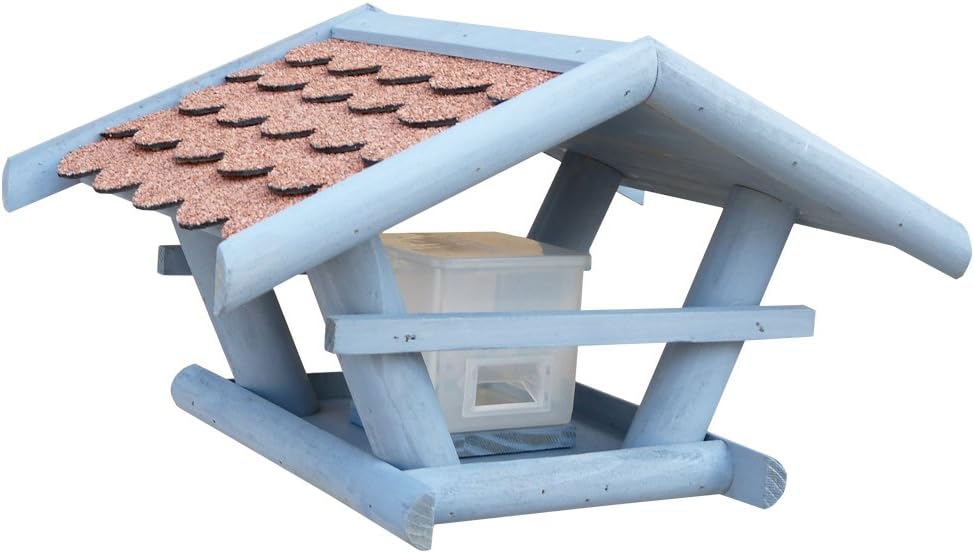 HABAU Vogelhaus Sperling mit Futtersilo und Ständer - Futterhaus komplett aus Holz