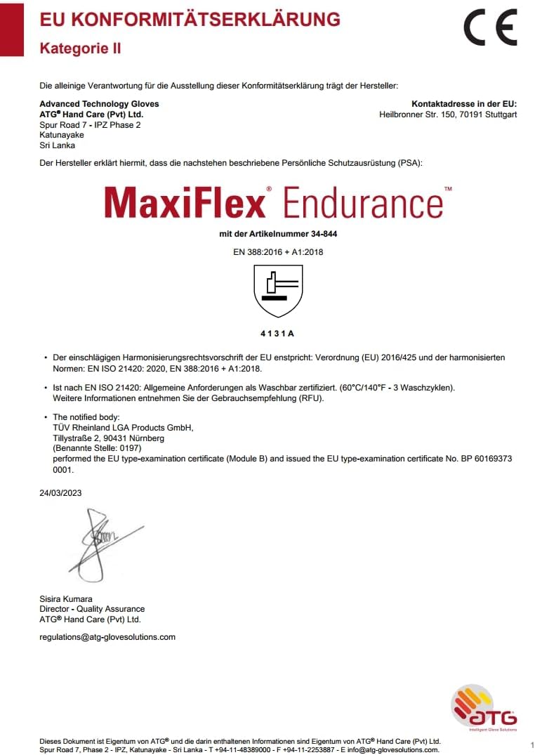 DBI Trading MaxiFlex Endurance, Arbeitshandschuhe, 10-er Pack, Grösse: XL, 2442XL10