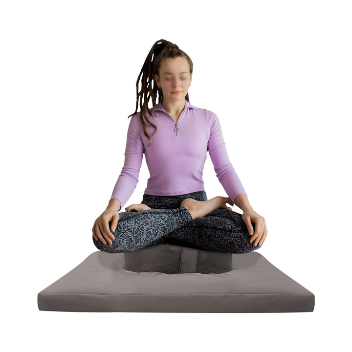 Zabuton Zafu Set, Quadratische Meditationsmatte 80x80x8cm - Hochwertiger Baumwolle, Rund Yogakissen