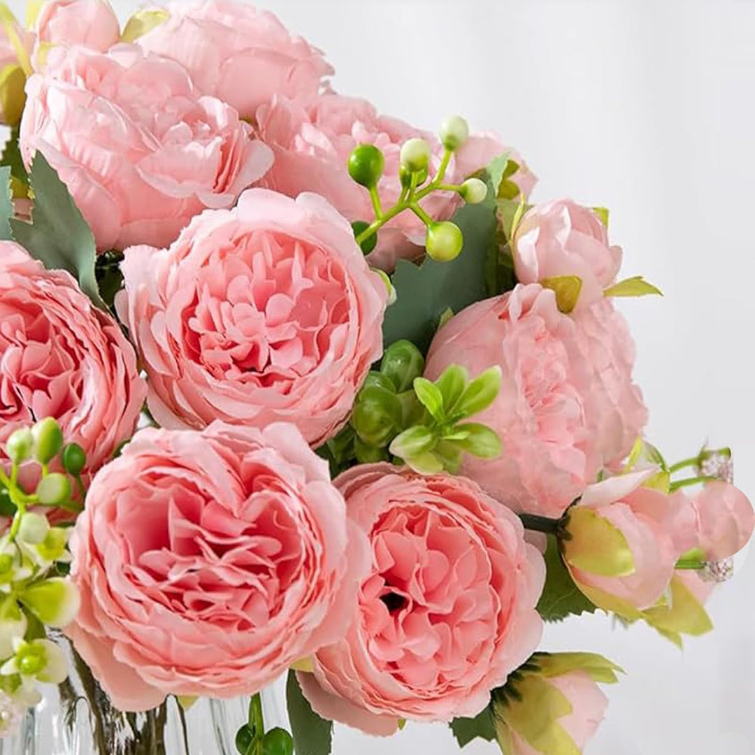 Silvotek Kunstblumen im Topf – Künstliche Blumen Tischdeko Wohnzimmer Pfingstrosen Künstlich, Deko B