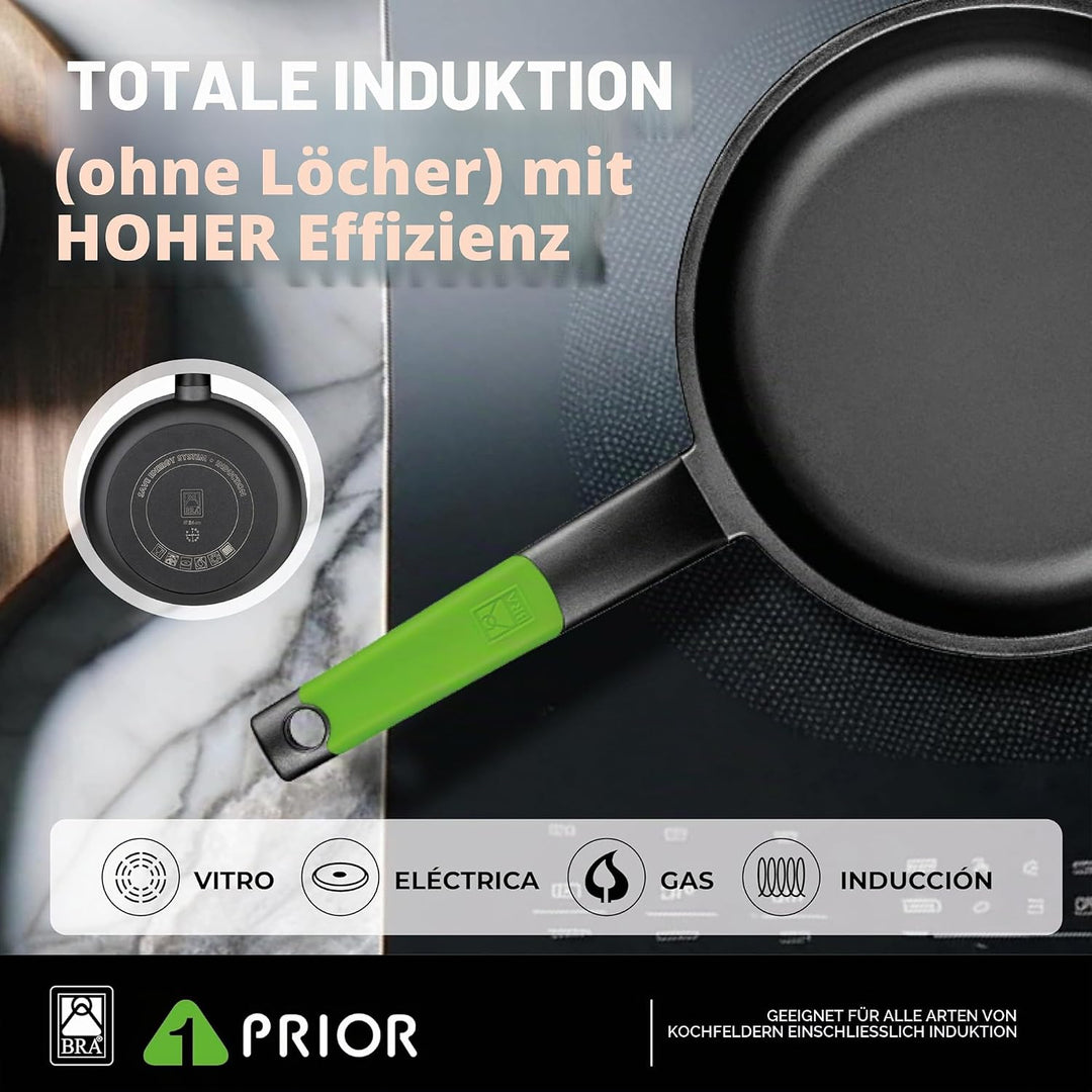 BRA PRIOR - 30 cm Bratpfanne, Aluminiumguss mit Teflon Classic Antihaft, geeignet für alle Küchentyp