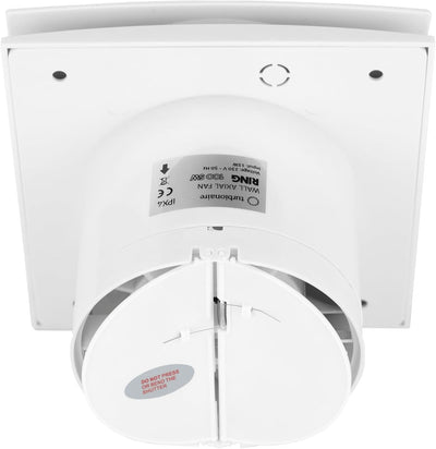 Turbionaire RING 100 SW Badlüfter Fan, Doppelte Ansaugung und Vorderseite, 100 mm, Weiss, Nichtrückk