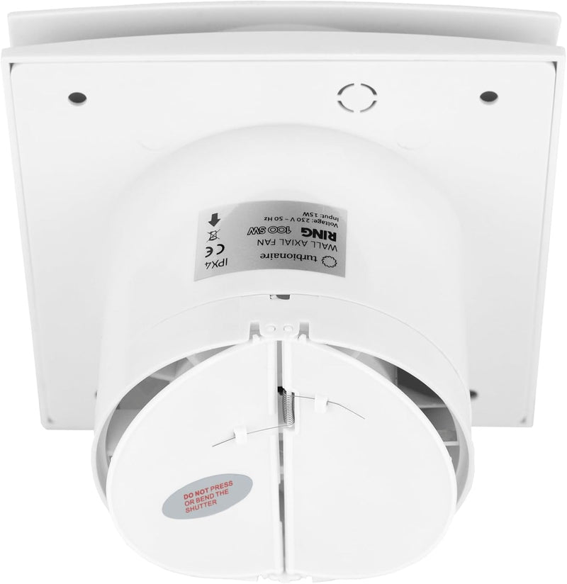 Turbionaire RING 100 SW Badlüfter Fan, Doppelte Ansaugung und Vorderseite, 100 mm, Weiss, Nichtrückk