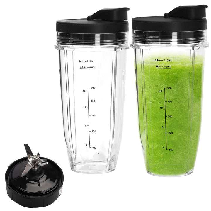 2 StüCk Mixer Becher Mit Deckel, Smoothie Flasche Glas 24Oz Becher Mit Einem Tragbaren Deckel Ersatz