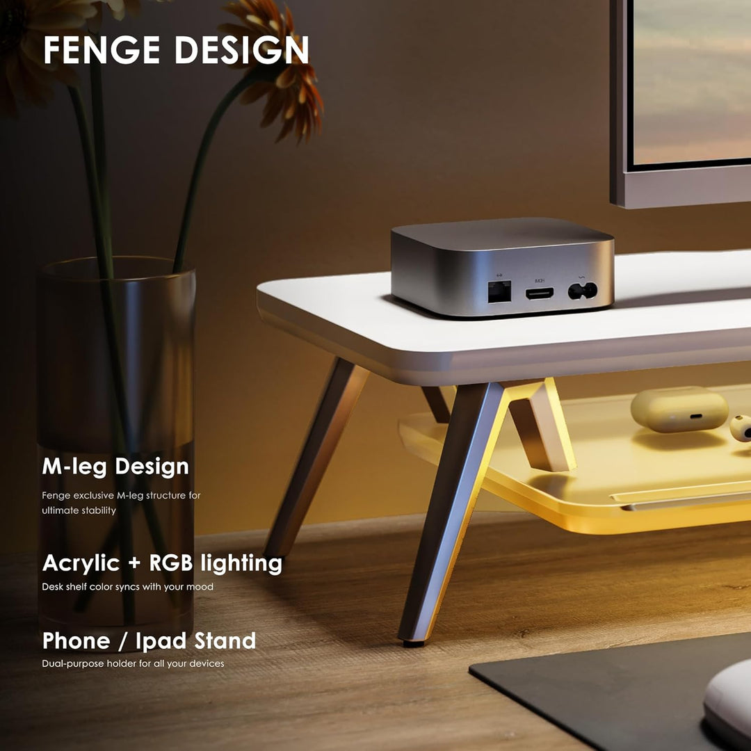 Fenge Monitorständer Riser mit Acrylablage und App-Steuerung LED Lights 108cm Grosser Computerstände