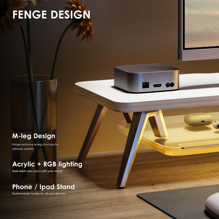 Fenge Monitorständer Riser mit Acrylablage und App-Steuerung LED Lights 108cm Grosser Computerstände