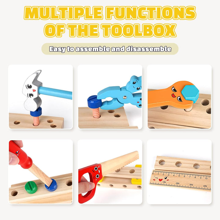 Vanplay Werkzeugkoffer Kinder Kinderspielzeug ab 3 Jahre Holzspielzeug Kinderwerkzeug Lernspiele Spi