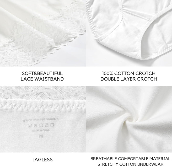 Wealurre Unterhosen Damen, Unterwäsche Frauen Baumwolle Hohe Taille Slip Damen Unterwäsche Spitze 5e