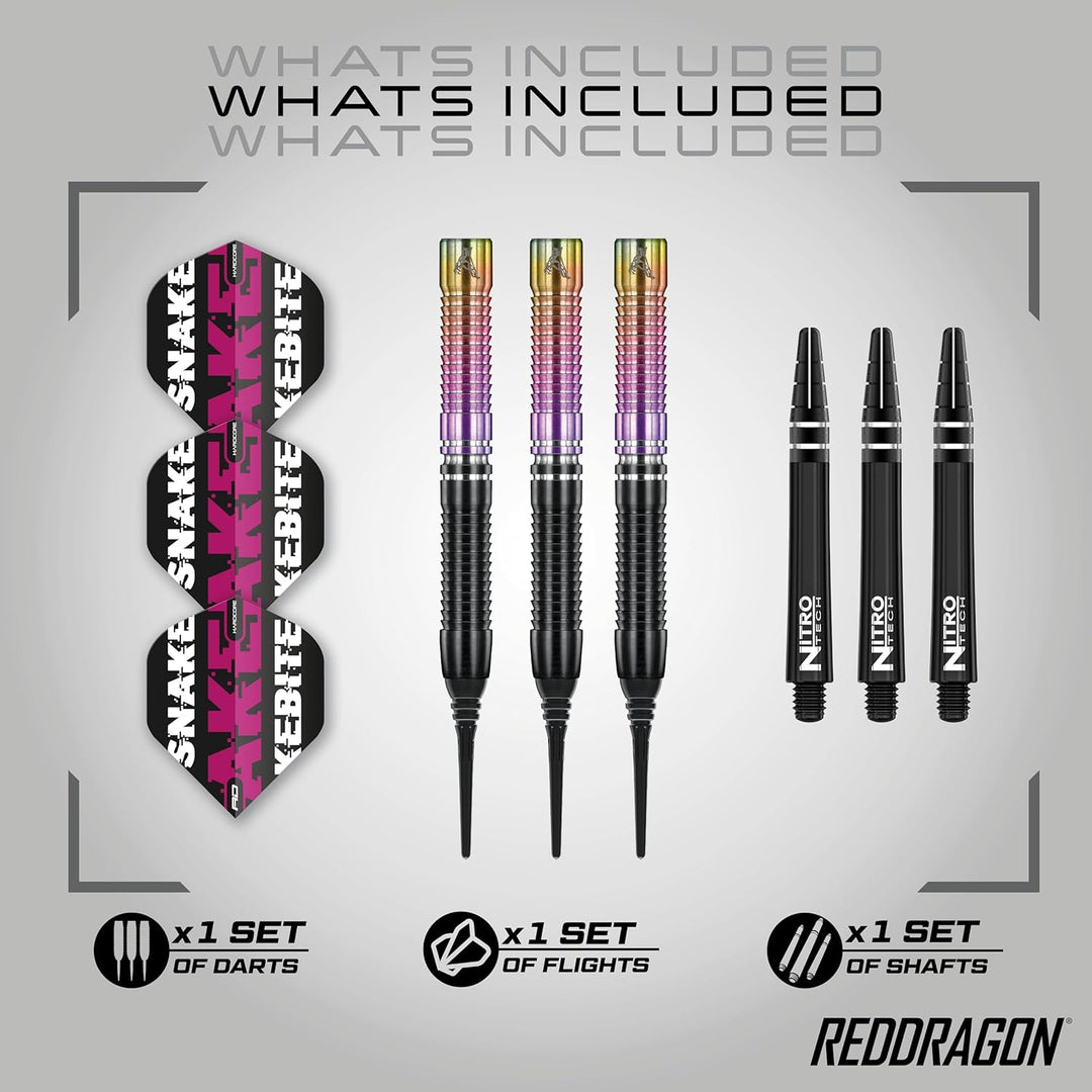 RED DRAGON Snakebite Weltmeister 2020 Auflage Wolframpfeile Einschliesslich Flüge und Stiele 20.0 Gr