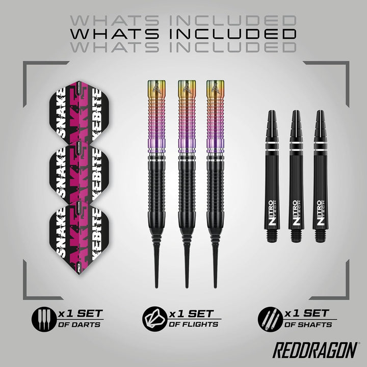 RED DRAGON Snakebite Weltmeister 2020 Auflage Wolframpfeile Einschliesslich Flüge und Stiele 20.0 Gr