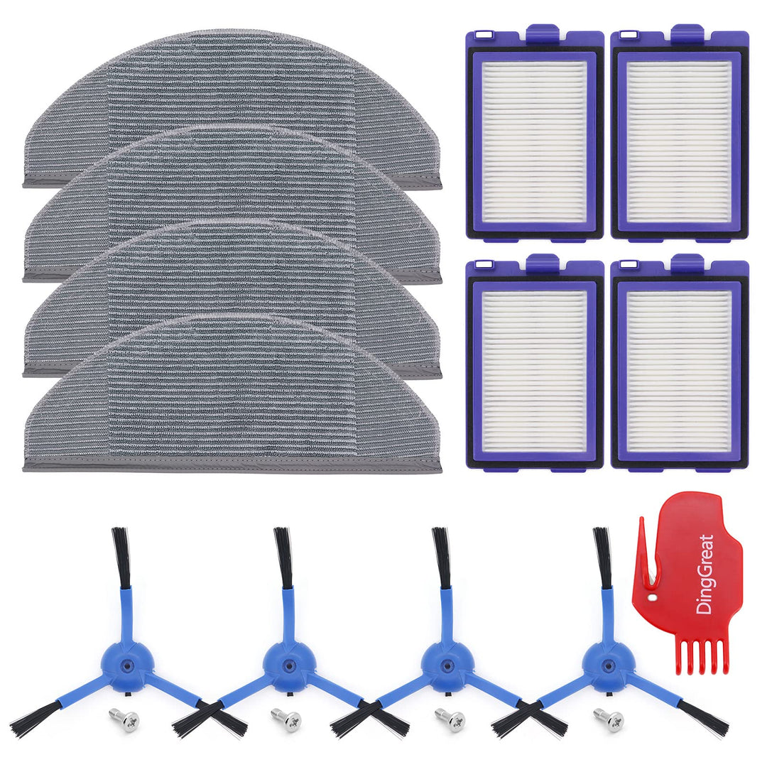 Ersatz Zubehör für Eufy RoboVac X8 Hybrid Saugroboter - 4 Seitenbürsten, 4 HEPA Filters, 4 Mikrofase