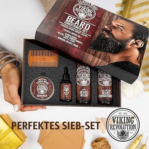 Bartpflege Conditioner Männer Set - Bartpflege Set für Männer Glättet &amp; Lindert Juckreiz am Bart - E