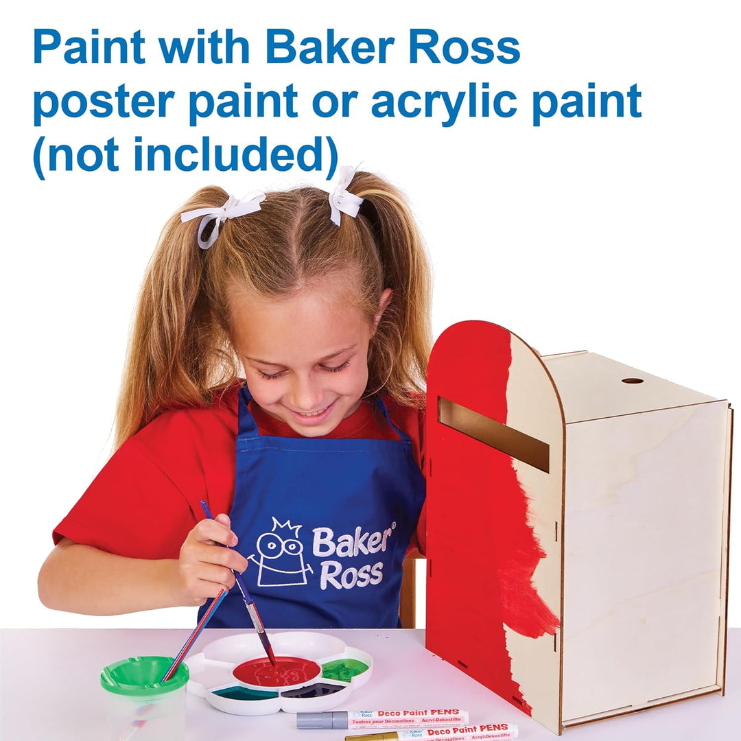Baker Ross FX846 Briefkasten-Set - 1 Set, Holzbastelsets zum Bemalen und Dekorieren für Kinder, Mitt