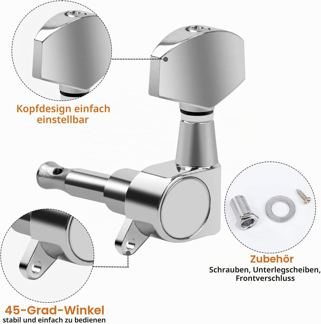12 Stück 3R 3L Gitarren Stimmwirbel, Gitarren Mechaniken Tuner, Akustikgitarre Mechaniken Knöpfe, Gi