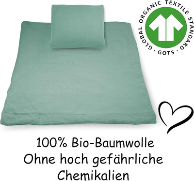 PinkZebra Baby Musselin - Bettwäsche 80 x 80 cm + 35 x 40 cm, Kinderbettwäsche aus ohne GMO 100% Bio