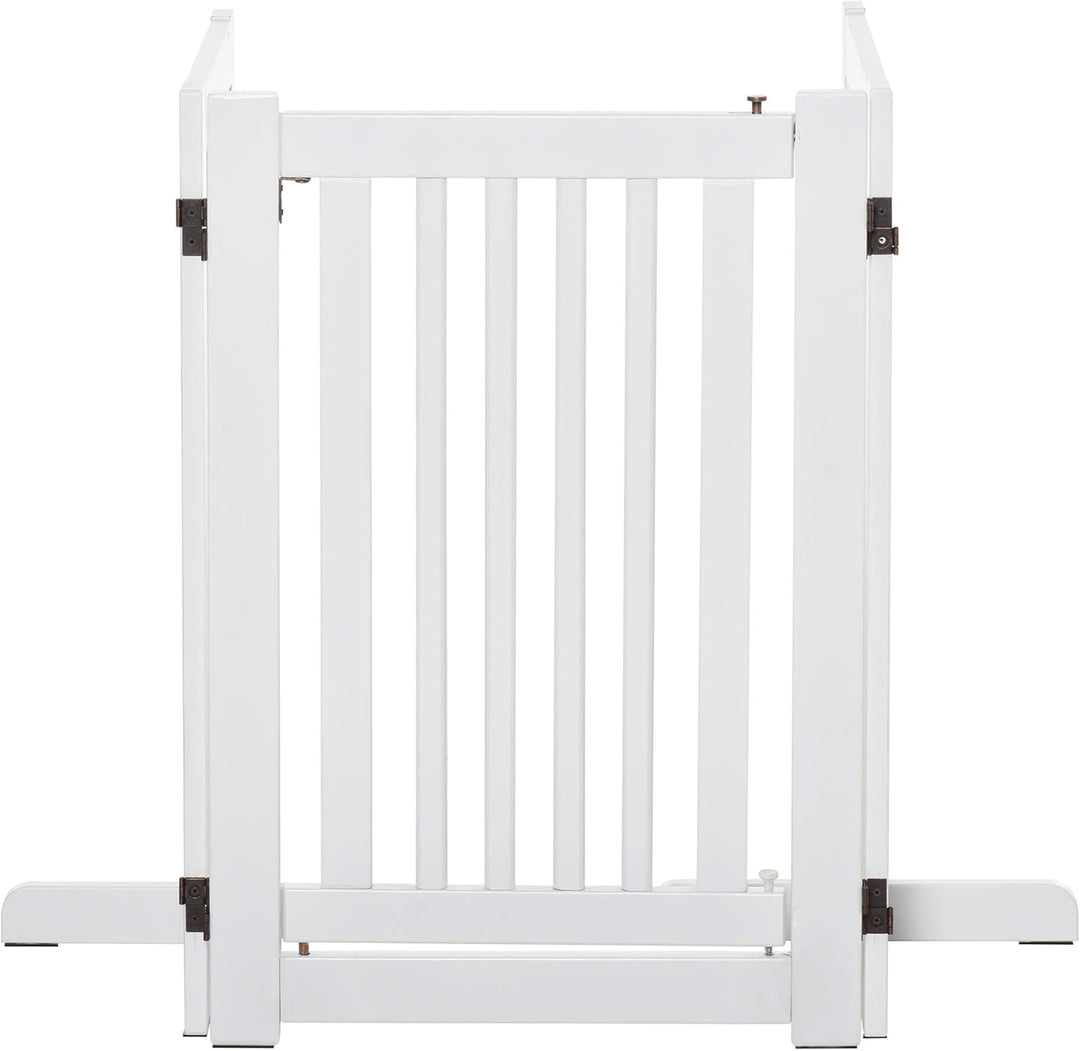 PawHut Absperrgitter Holz Freistehendes Schutzgitter für Hunde Türschutzgitter Verstellbares Hundegi