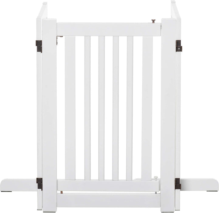 PawHut Absperrgitter Holz Freistehendes Schutzgitter für Hunde Türschutzgitter Verstellbares Hundegi
