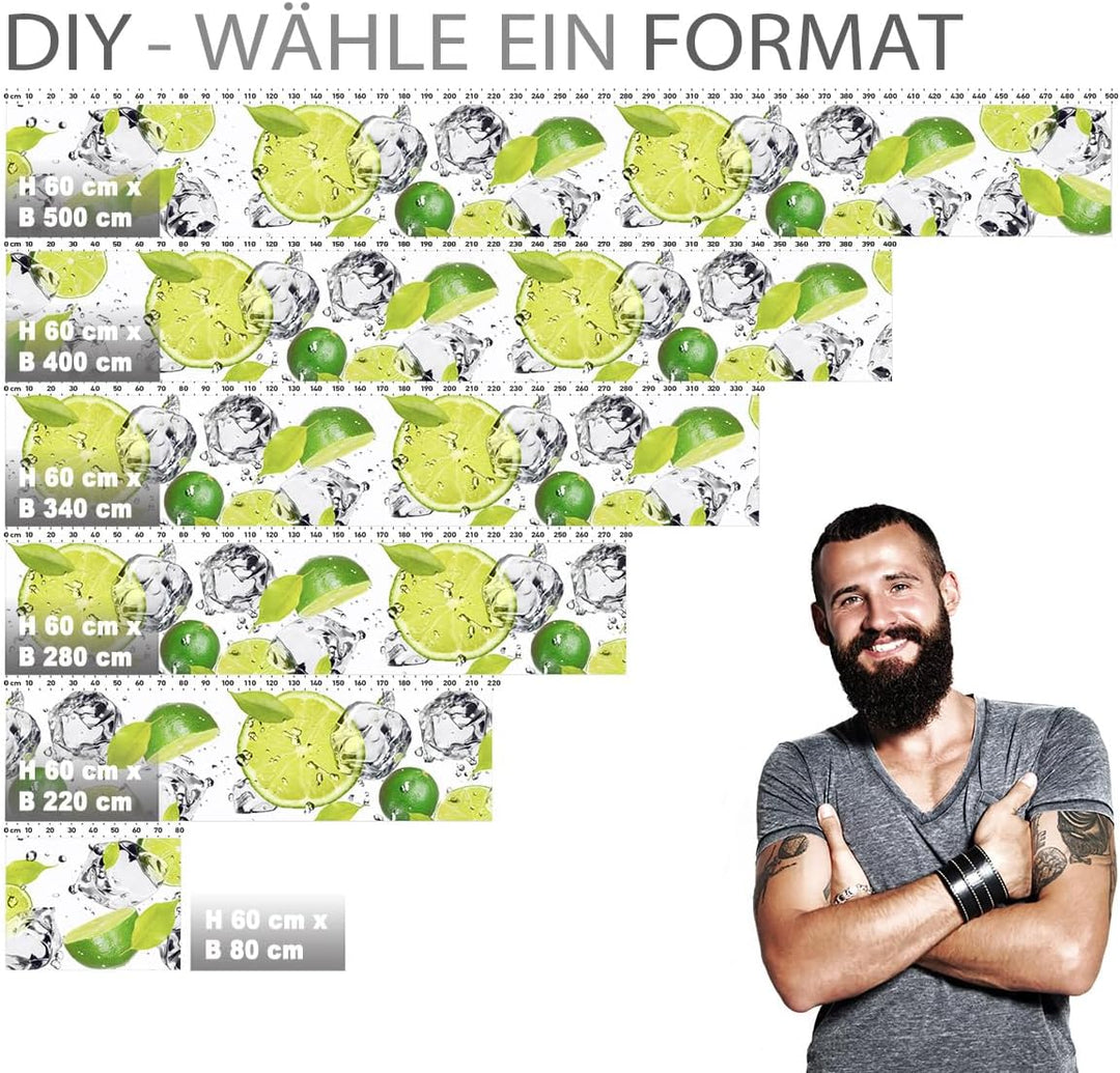 StickerProfis Küchenrückwand selbstklebend Pro LIMETTEN UND EIS 60 x 280cm DIY - Do It Yourself PVC