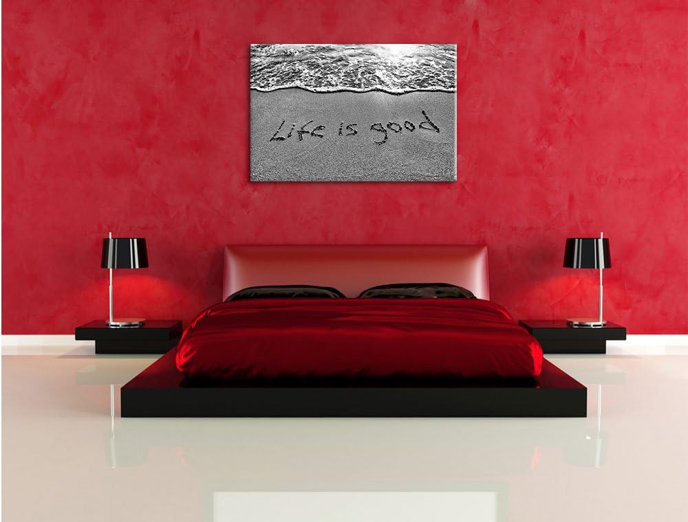 Pixxprint Sand Life is Good / 100x70cm Leinwandbild bespannt auf Holzrahmen/Wandbild Kunstdruck Deko