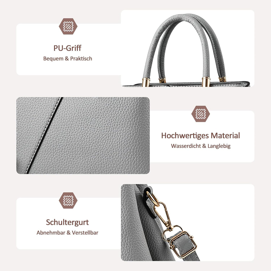 DORRISO Mode Handtasche Damen Elegant Tote Tasche mit Schickem Blumenanhänger Henkeltasche für Einka