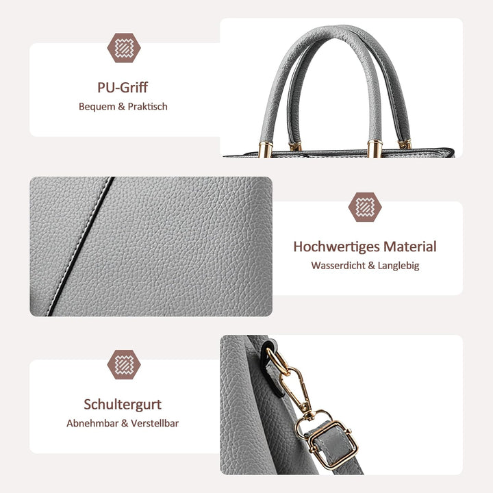 DORRISO Mode Handtasche Damen Elegant Tote Tasche mit Schickem Blumenanhänger Henkeltasche für Einka