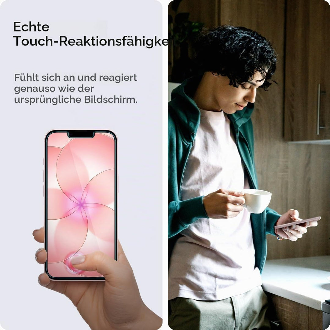 Spigen Glas.tR EZ Fit Sichtschutz Schutzfolie kompatibel mit iPhone 14, iPhone 13, iPhone 13 Pro, 2