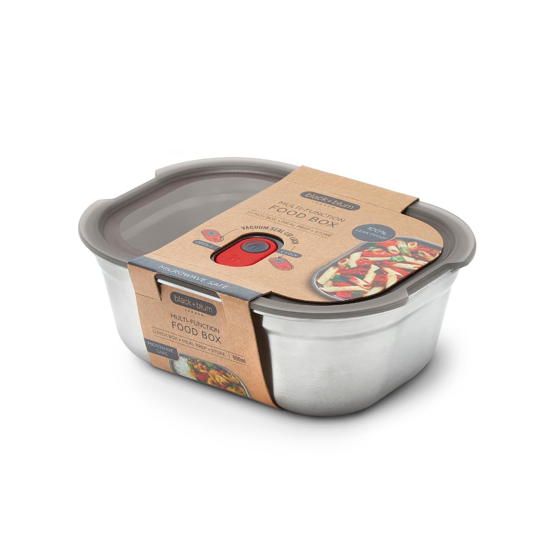 BLACK + BLUM Multifunktions Lunchbox Edelstahl 900ml, 100% auslaufsichere Meal Prep Boxen mit Vakuum