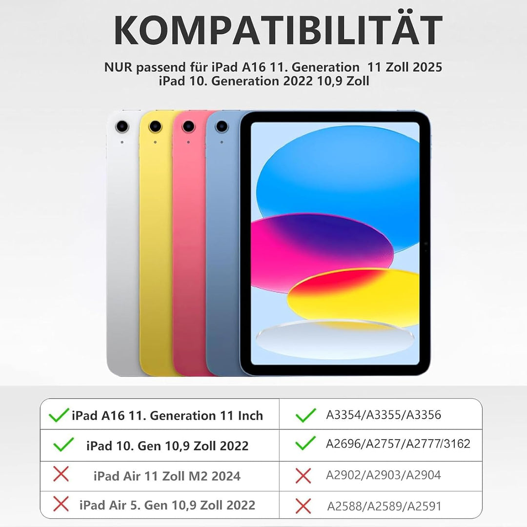 WINCHKING Tastatur Hülle für iPad A16 11th/10th Generation (11"/10.9") | Abnehmbar Hülle mit Stiftha
