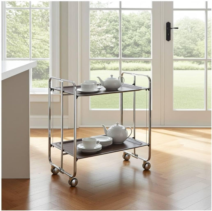DON HIERRO - Servierwagen Bauhaus 2 Tabletts mit verchromtem Rahmen-Wengue one size Wengue, one size