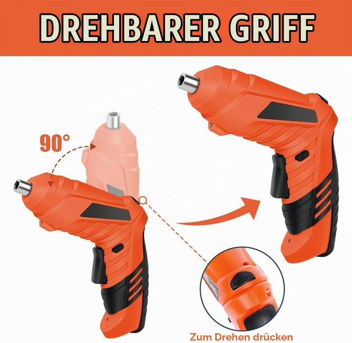 Orange - Elektroschrauber flintronic Akkuschrauber Klein, Mini Akkuschrauber con LED-Licht, 1300mAh