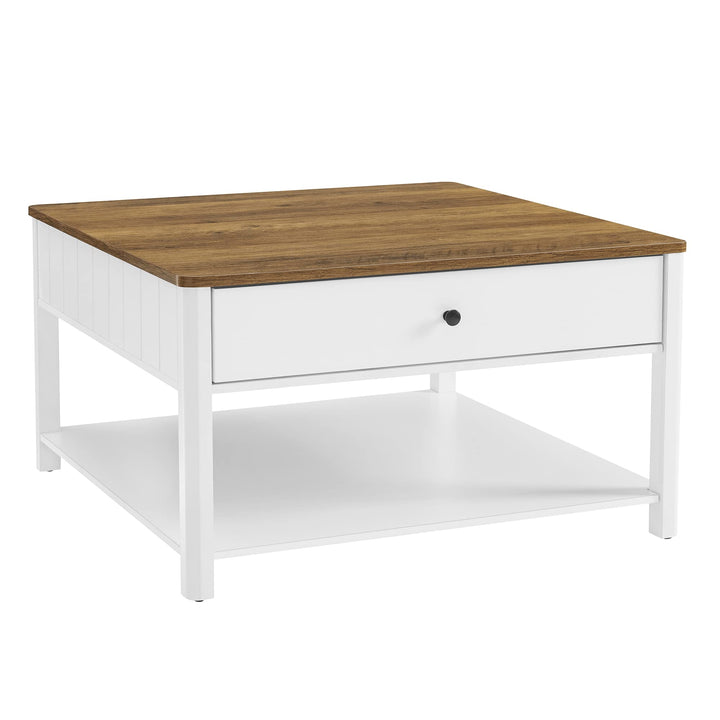 VASAGLE Couchtisch, Wohnzimmertisch, Sofatisch, 2 grosse Schubladen, mit Beinen, viel Stauraum, mari
