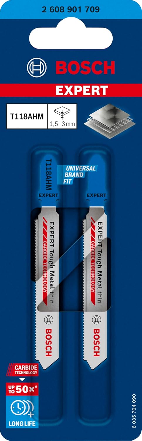 Bosch 2x Expert ‘Stainless Steel’ T 118 AHM Stichsägeblatt (für Edelstahlbleche, Länge 83 mm, Profes