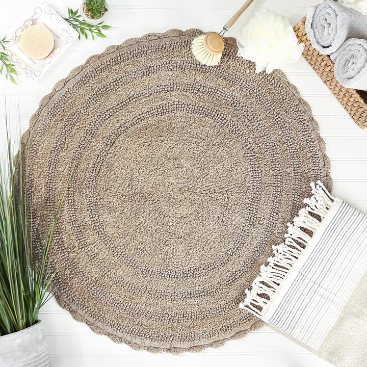 DII Crochet Collection Wende-Badematte, rund, 69,8 cm Durchmesser, Stein Round, 27.5" Diameter Stein