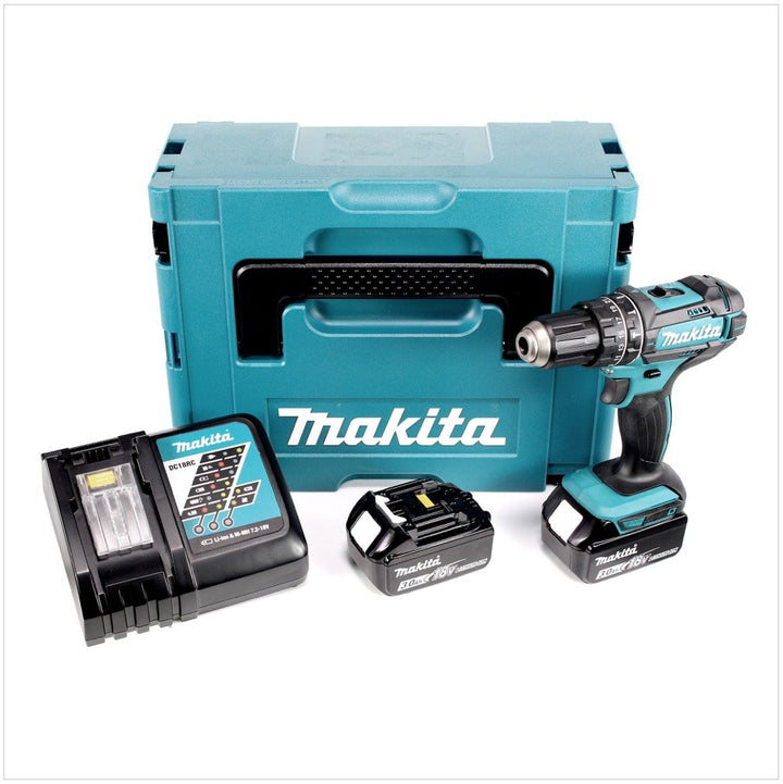 Makita DHP 482 RFJ - 18 V Li-Ion Akku Schlagzeug kabellos im MAKPAC Koffer + 2 x BL 1830 3,0 Ah Akku