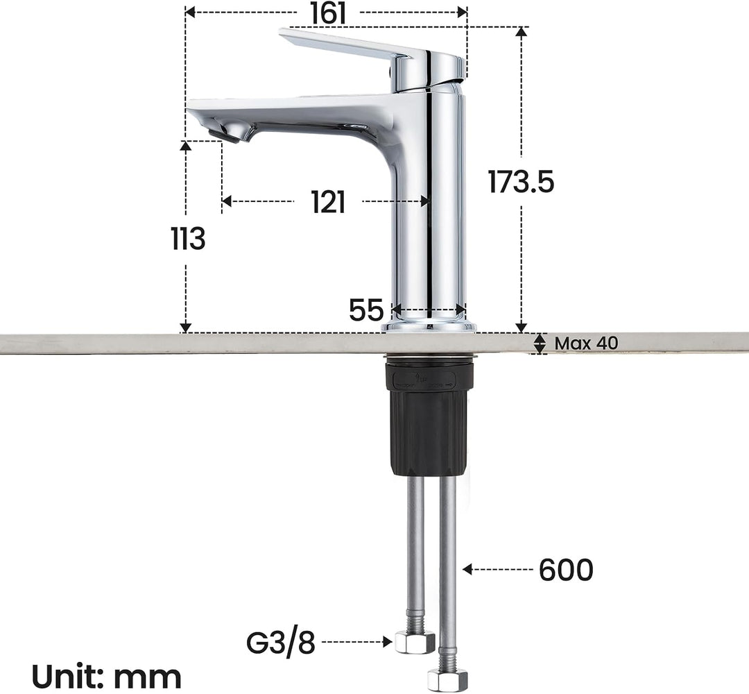 CECIPA Wasserhahn Bad, Bleifreie Waschtischarmatur mit Auslaufhöhe 11cm | Abnehmbarer Strahlregler m