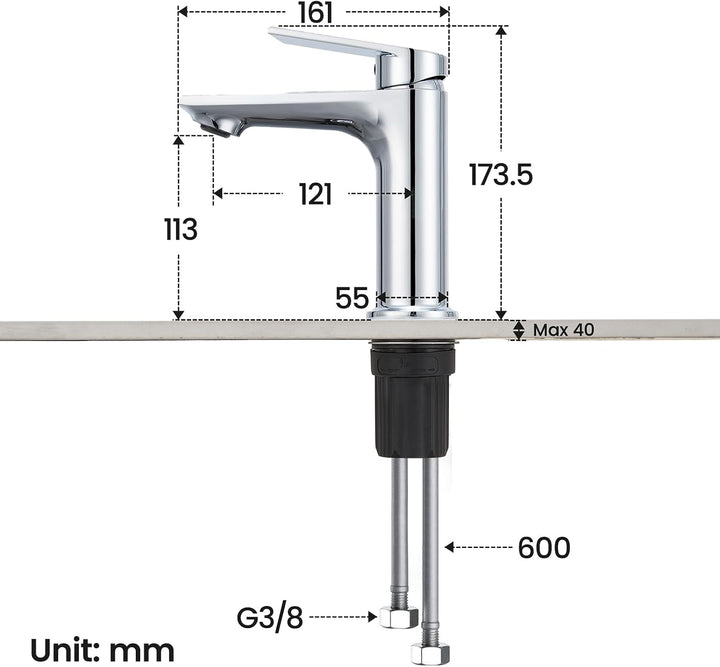 CECIPA Wasserhahn Bad, Bleifreie Waschtischarmatur mit Auslaufhöhe 11cm | Abnehmbarer Strahlregler m