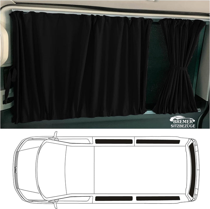 BREMER SITZBEZÜGE Mass Gardinen Vorhänge Sonnenschutz kompatibel mit VW T5 T6 T6.1 Transporter Carav